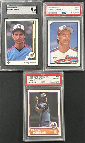 1989 Randy Johnson RC Graded Lot (3) w/ 1989 Score Young S.S. PSA 10