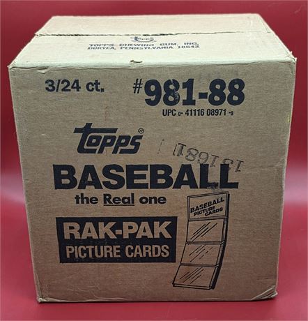 1988 Topps Baseball Factory-Sealed Rak-Pak CASE (1,032 Cards)