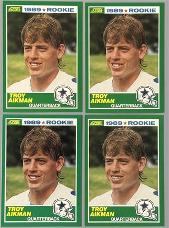 1989 Score Troy Aikman RC Lot (4)