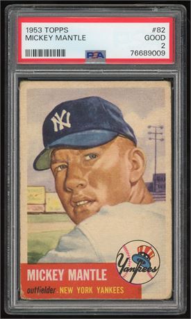 1953 Topps #82 Mickey Mantle PSA 2 GOOD CENTERED
