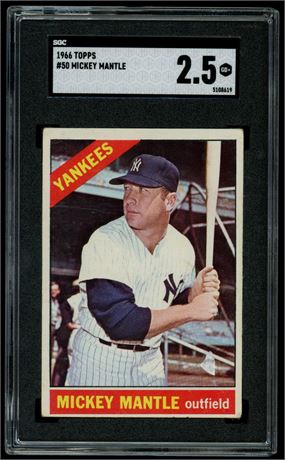 1966 Topps #50 Mickey Mantle SGC 2.5 GOOD+