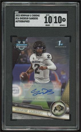 2023 Bowman U Chrome #16 Shedeur Sanders 1st Bowman Auto SGC 10 Auto 10
