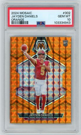 2024 Panini Mosaic #302 Jayden Daniels Orange 146/199 PSA 10 GEM MINT