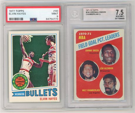 1971-1977 Topps Basketball Lot (2) w/ Jabbar, Hayes, and Chamberlain