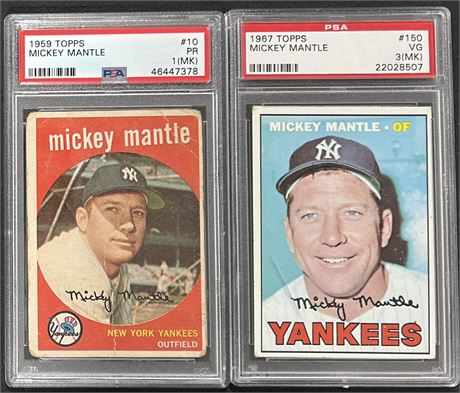 1959-67 Topps Graded Mickey Mantle Lot (2)