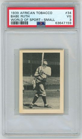 1939 African #34 Babe Ruth World Of Sport Small PSA 3 VG Only 24 Higher