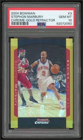2004 Bowman Chrome #3 Stephon Marbury Gold Refractor 49/50 PSA 10 GEM MINT
