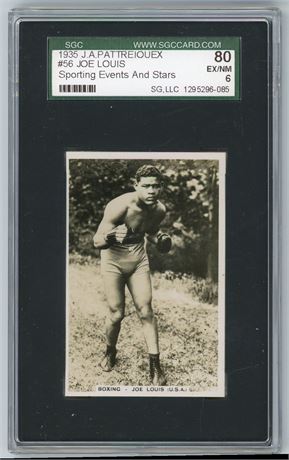 1935 J A Pattreiquex #56 Joe Louis Sporting Events and Stars SGC 6 EXNM
