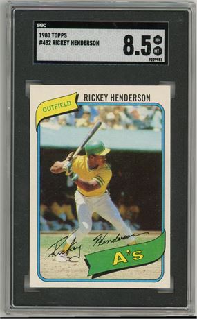 1980 Topps #482 Rickey Henderson RC #482 SGC 8.5 NMMT+