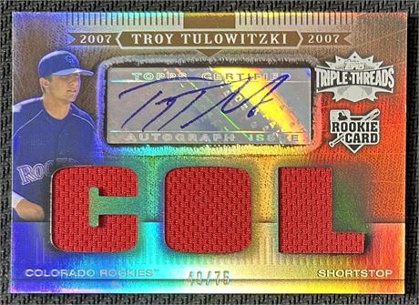 2007 Topps Triple Threads #184 Troy Tulowitzki RPA 49/75