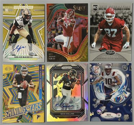2013-25 NFL Stars Lot (6) w/ Kelce #ed RC, Penix RC /25, Collins Auto + More