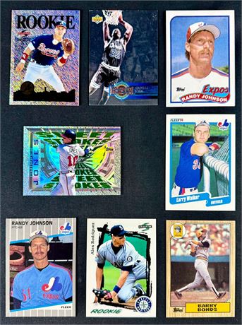 1990s Rookie Card Lot (8) w/ Bonds, Jones & Johnson