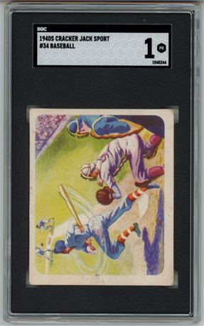 1940s Cracker Jack Sport #34 Baseball SGC 1 POOR Pop 1, 1 Higher