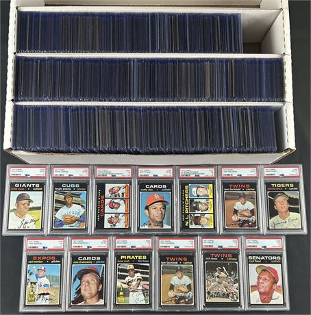 1971 Topps Baseball Lot (725+) w/ 13 Graded and 165 Hi#'s VG AVG
