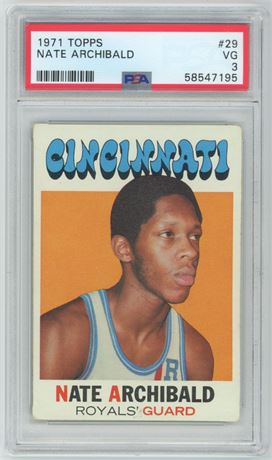 1971 Topps #29 "Tiny" Nate Archibald RC PSA 3 VG