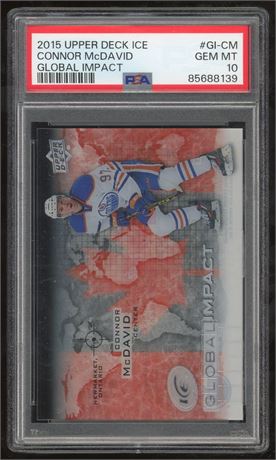 2015 Upper Deck Ice Connor McDavid RC Global Impact PSA 10 GEM MINT