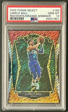 2020 Panini Select #183 LaMelo Ball Red/White/Orange Shimmer RC PSA 10 GEM MINT