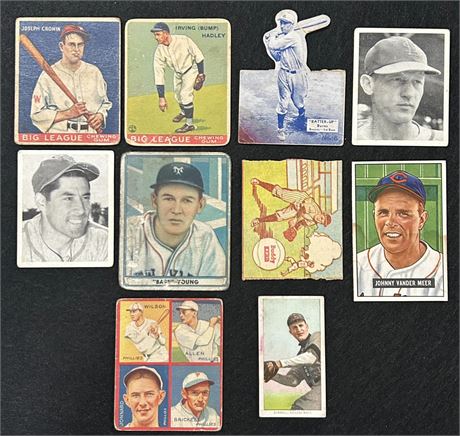 Pre-War - 1951 Vintage Baseball Lot (10) Low Grade - see pictures