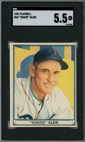 1941 Playball #60 Chuck Klein HOF SGC 5.5 EX+