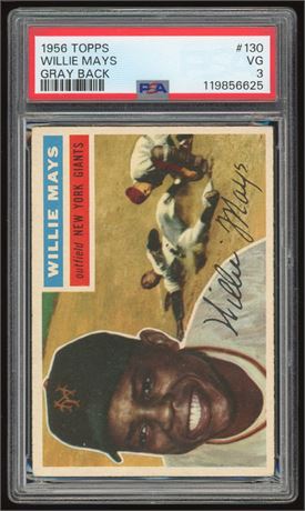 1956 Topps #130 Willie Mays Gray Back PSA 3 VG