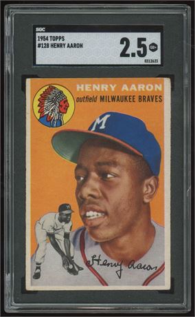 1954 Topps #128 Hank Aaron RC SGC 2.5 GOOD+ NICE Registration