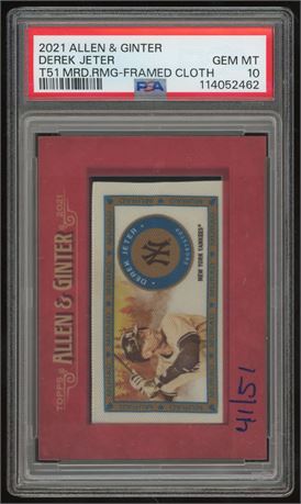 2021 Allen & Ginter Derek Jeter T51 MRD.RMG Framed Cloth 41/51 PSA 10 GEM MINT