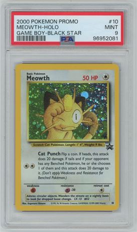 2000 Pokemon Promo #10 Black Star Meowth-Holo Game Boy PSA 9 MINT