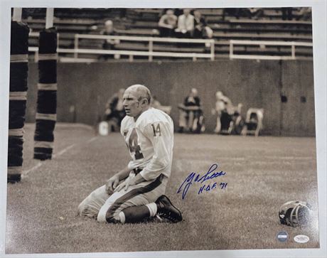 Y.A. Tittle Autographed 16x20 Photo w/ 'H.O.F. 71' Inscription JSA/Fitterman
