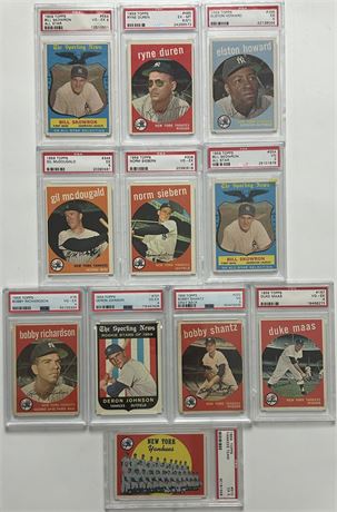 1959 Topps Yankees PSA Graded Lot (11) w/ Yankees Team Card