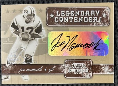 2001 Playoff Contenders Legendary Contenders Joe Namath Auto 4/5