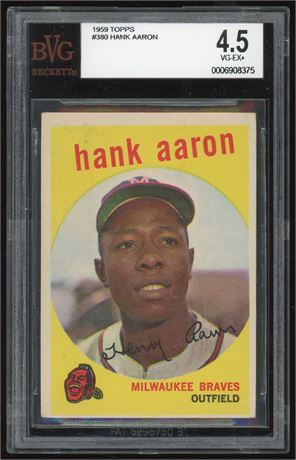 1959 Topps #380 Hank Aaron BVG 4.5 VGEX+