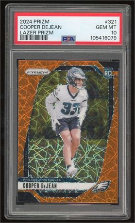 2024 Prizm #321 Lazer Prizm Cooper Dejean RC PSA 10 GEM MINT