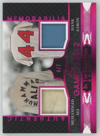 2024 Leaf In The Game Muhammad Ali and Hank Aaron Game Used Patches 4/7