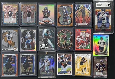 (18) Modern Football RB/DEF Star RC Lot w/ REF Die-Cut etc