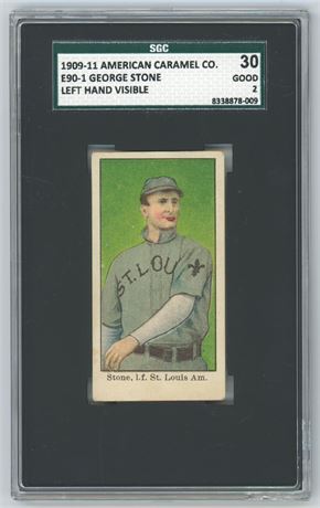 1909-11 E90-1 American Caramel Company George Stone Left Hand Visible SGC 2 GOOD