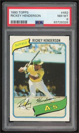 1980 Topps #482 Rickey Henderson RC PSA 8 NMMT