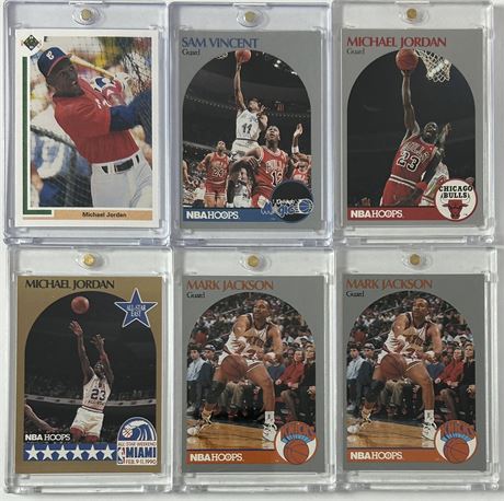 1990-1991 Hoops/Upper Deck Michael Jordan/ Mark Jackson Lot (6)