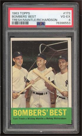 1963 Topps #173 Bombers' Best Mickey Mantle PSA 4 VGEX