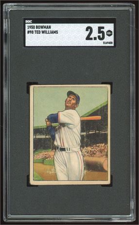 1950 Bowman #98 Ted Williams SGC 2.5 GOOD+