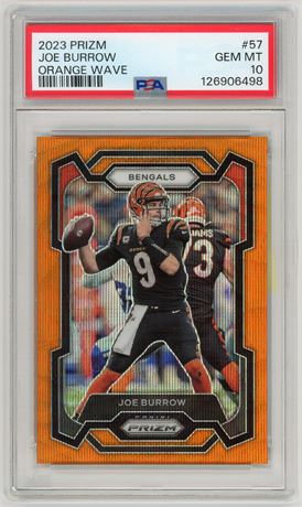 2023 Panini Prizm #57 Joe Burrow Orange Wave #50/60 PSA 10 GEM MINT