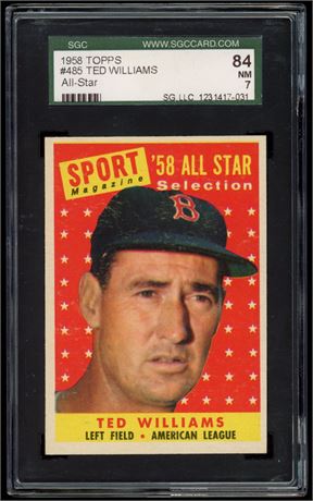 1958 Topps #485 Ted Williams All-Star SGC 7