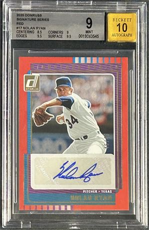 2025 Panini Donruss Nolan Ryan Signature Series Red 46/49 BGS 9 Auto 10