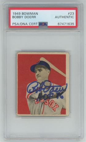 1949 Bowman #23 Bobby Doerr Autograph PSA Authentic Auto "HOF 86" Inscription
