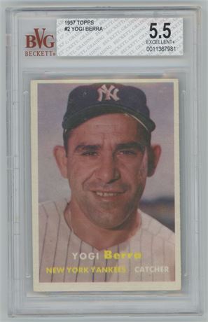 1957 Topps #2 Yogi Berra BVG 5.5 EX+