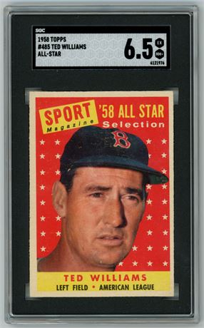 1958 Topps #485 Ted Williams All-Star SGC 6.5 EXMT+