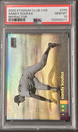 2020 Stadium Club Chrome #290 Sandy Koufax Refractor PSA 10 GEM MINT