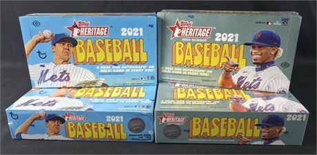 2021 Topps Heritage Hobby Box Lot (4) w/ 2 High Number Hobby Boxes SEALED