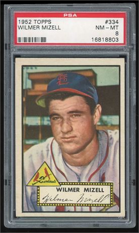 1952 Topps #334 High # Wilmer Mizell PSA 8 NMMT Only 8 Higher