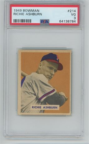 1949 Bowman #214 Richie Ashburn RC PSA 3 VG