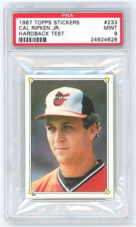 1987 Topps Stickers #233 Cal Ripken Jr Hardback Test PSA 9 MINT